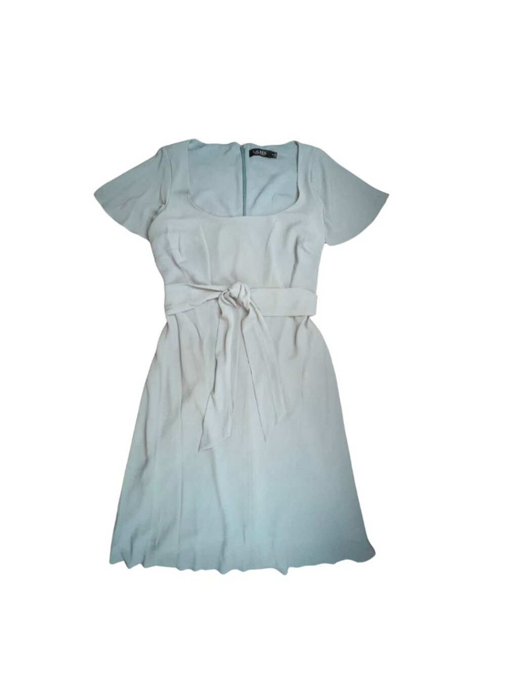 Lauren Ralph Lauren Size 10 Blue Belted Fit & Flare Midi Dress